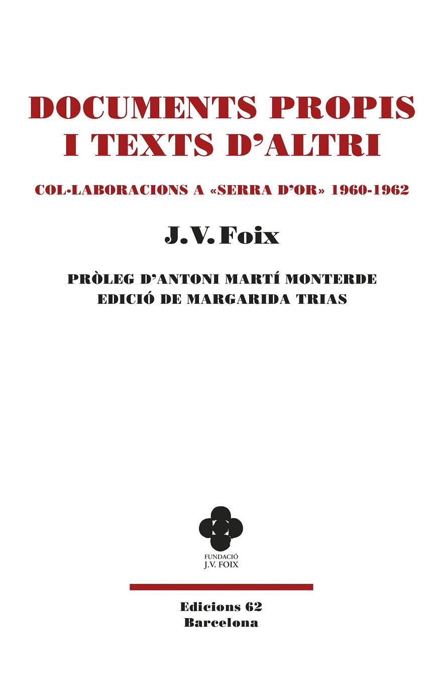 DOCUMENTS PROPIS I TEXTS D'ALTRI | 9788429780802 | FOIX I MAS, J. V.