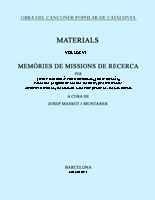 OBRA DEL CANÇONER POPULAR DE CATALUNYA. VOLUM VI. MEMÒRIES DE MISSIONS DE RECERC | 9788478267736 | MASSOT I MUNTANER, JOSEP