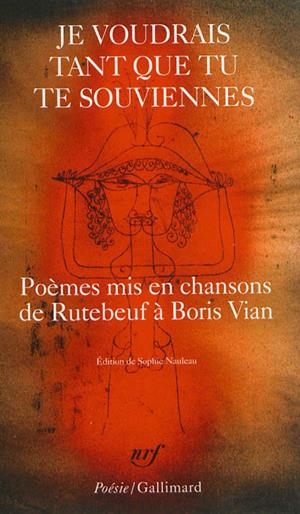  JE VOUDRAIS TANT QUE TU TE SOUVIENNES (POEMES MIS EN CHANSONS) | 9782070452163 | COLLECTIF