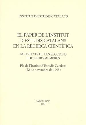 PAPER DE L'INSTITUT D'ESTUDIS CATALANS EN LA RECER | 9788472832589