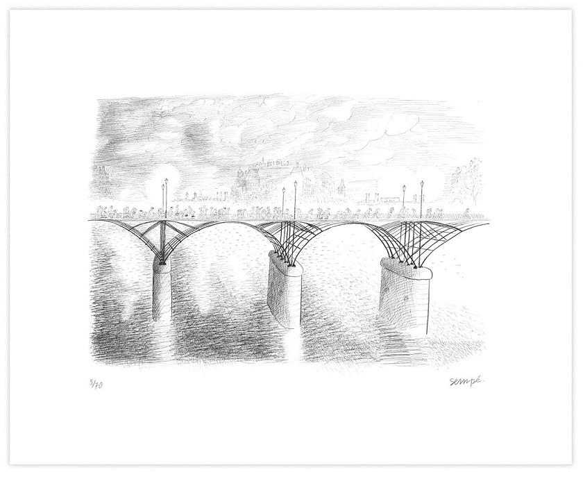 SÉRIGRAPHIE « LE PONT DES ARTS » (NOIR & BLANC) - ENCADRÉ - 55 X 68 CM | SEMPE 08.M | SEMPE