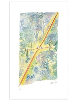 SÉRIGRAPHIE « LES VÉLOS AU BOIS, CROISEMENT » ENCADRÉE - 75,5 X 48 CM | SEMPE 20 | SEMPÉ