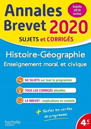 ANNALES BREVET 2020 HISTOIRE-GÉO-EMC - SUJETS ET CORRIGÉS | 9782017082927 | COLLECTIF