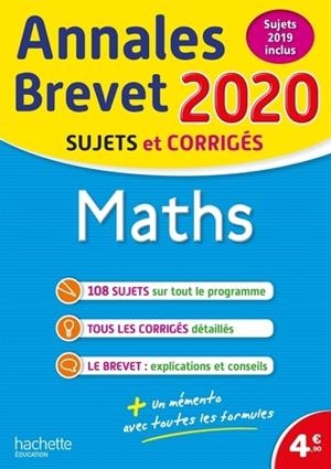 ANNALES BREVET 2020 MATHS - SUJETS ET CORRIGÉS | 9782017081654 | COLLECTIF