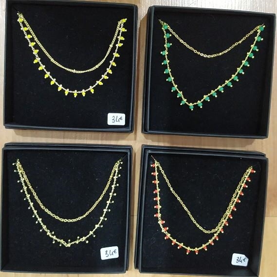 PAULETTE COLLIER DOUBLE CHAINE ROCAILLE COULEURS | COLLIER34