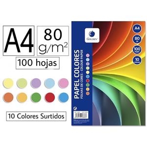 PAQUET FEUILLES DE COULEURS VARIÉES -80GR/M2- 100 FEUILLES (21X29,7 CM)IRIS GUARRO OU SIMILAIRE/ PAQUETE DE HOJAS DE COLORES VARIADOS -80GR/M2- 100 HO | 1843017316888