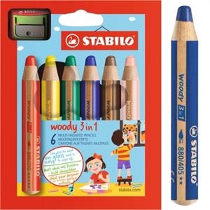 BOÎTE DE 6 CRAYONS DE COULEURS STABILO WOODY (+TAILLE-CRAYON OFFERT)-CAJA DE 6 LÁPICES DE COLORES | 4006381346900