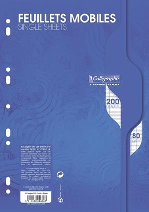 FEUILLES SIMPLES A4 RÉG. SEYES PERFORÉES 100 FEUILLES/ HOJAS SIMPLES 200 PAGINAS 80G | 3210330026763