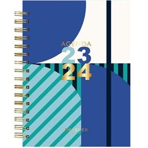 AGENDA SEMAINIER 2023-2024 - 13X18 CM - SEPTEMBRE 2023 À AOÛT 2024 - RAYURES BLEU | 3045671084741