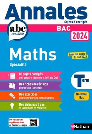 ANNALES BAC MATHS TERM. 2024 - CORRIGÉ  | 9782095023584 | COLLECTIF