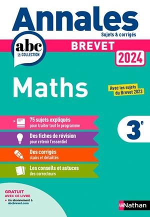 ANNALES BREVET 2024 MATHS - CORRIGÉ | 9782095023522 | COLLECTIF