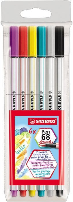 ROTULADOR STABILO PEN 68 BRUSH ESTUCHE DE 6 UDS | 4006381546119