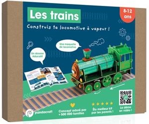 LES TRAINS - KIT PANDACRAFT 8-12 ANS - CONSTRUIS TA LOCOMOTIVE À VAPEUR ! | 9782492898471 | COLLECTIF