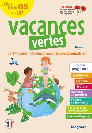 CAHIER DE VACANCES 2025, DE LA GS VERS LE CP 5-6 ANS - VACANCES VERTES | 9782210770133