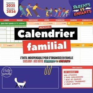 GRAND CALENDRIER FAMILIAL MENSUEL - SEPTEMBRE 2025 - DÉCEMBRE 2026 | 9782501193757 | COLLECTIF