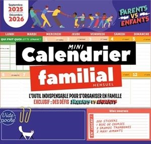 MINI CALENDRIER FAMILIAL MENSUEL - SEPTEMBRE 2025 - DÉCEMBRE 2026 | 9782501193740 | COLLECTIF