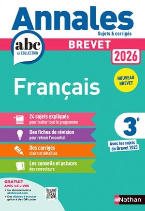 ANNALES BREVET FRANÇAIS 2026 - CORRIGÉ | 9782095050252 | COLLECTIF