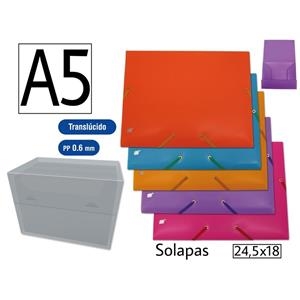 CHEMISE À RABAT PLASTIFIÉE  A5 PETIT FORMAT - CARPETA PP GOMAS SOLAPA NEON DIN A5 PLASTICO | 8430173121516