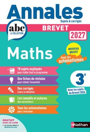 ANNALES BREVET 2027 MATHS - SUJETS & CORRIGÉS | 9782095064969 | COLLECTIF
