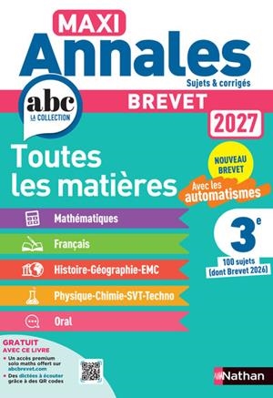 MAXI ANNALES BREVET 2027 - CORRIGÉ | 9782095065003 | COLLECTIF