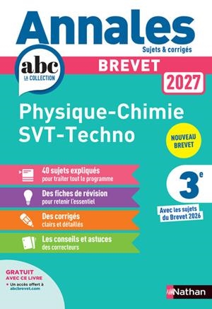 ANNALES BREVET PHYSIQUE CHIMIE - SVT - TECHNO 2027 - CORRIGÉ | 9782095064983 | COLLECTIF